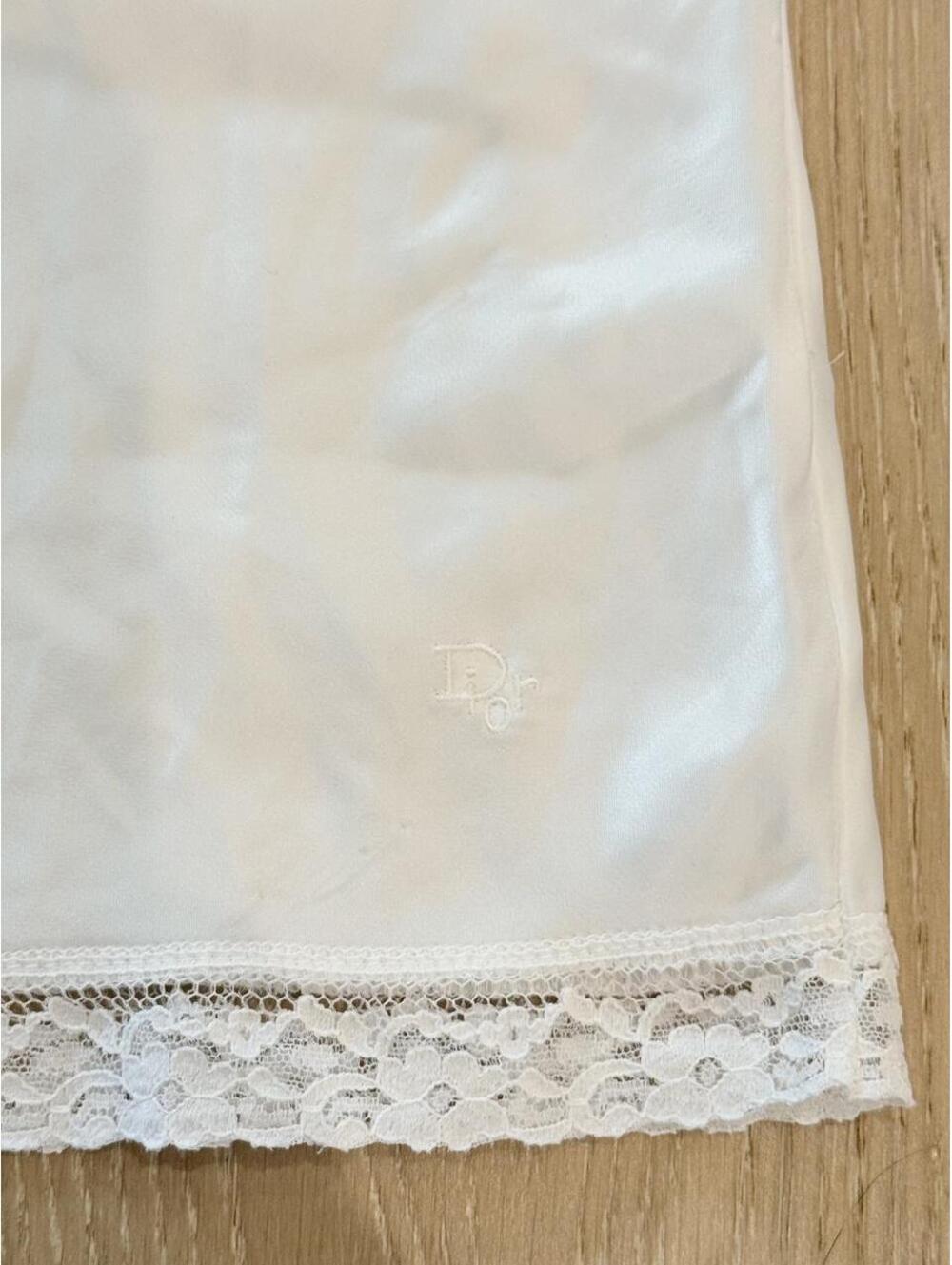 Vintage Christian Dior White Satin Lace Cami
